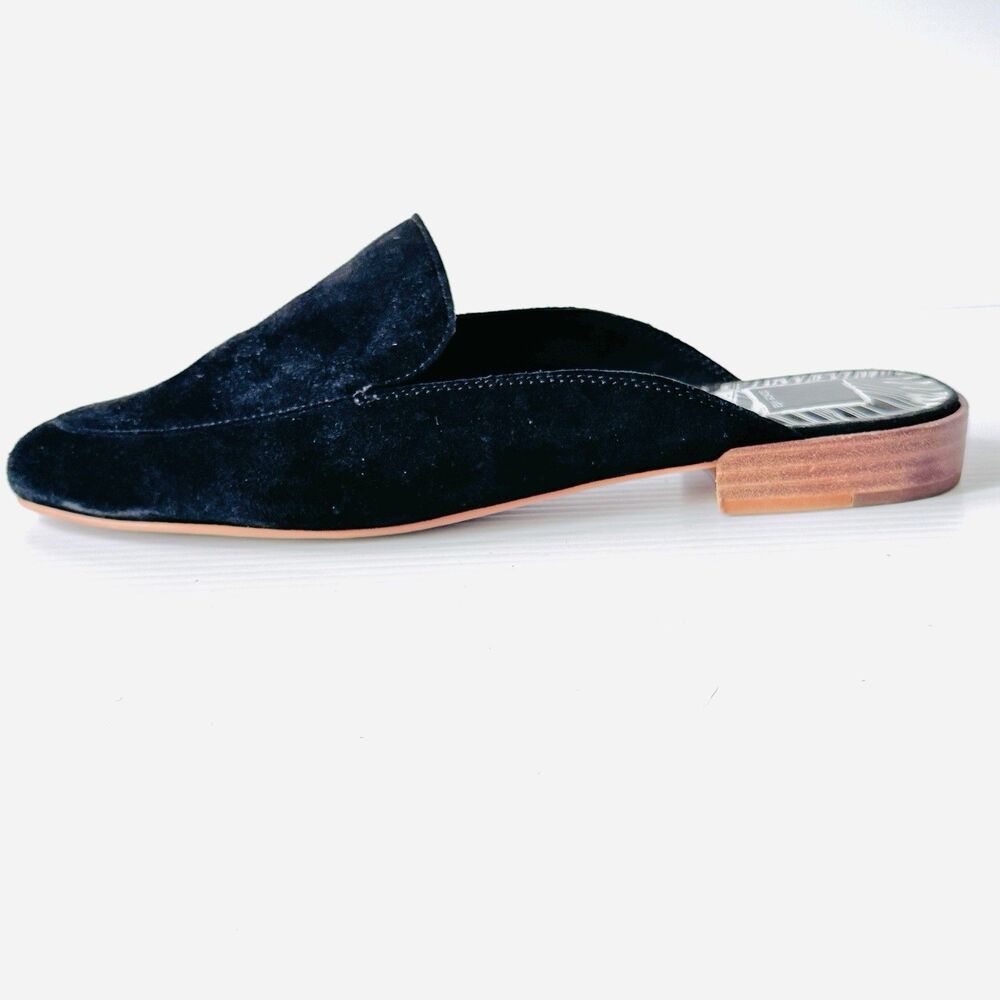 Dolce Vita Women's Black Suede Leather Flat Mules Slip On Shoes Sz 10